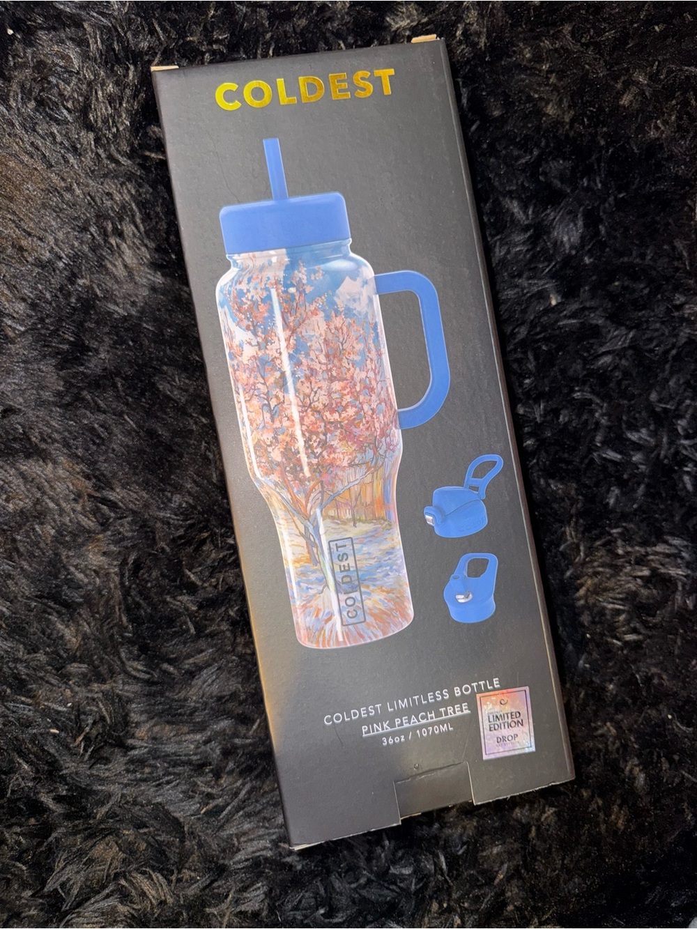 COLDEST Limitless Bottle - Pink Peach Tree Design (Blue Lid) - Picture 3 of 3